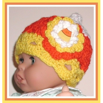 Baby Girls Candy Corn Hat, Babies Halloween Hat, Girl 5-12 Months Halloween Hat