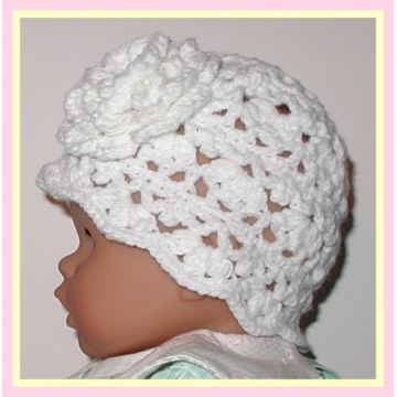 White Lace Baby Hat For Girls Lacy With Flower Babies Girl 6-12 Months Lacey