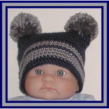 Unisex Navy And Gray Hat, Baby Boy Or Girl Hat, Jester Baby Hat