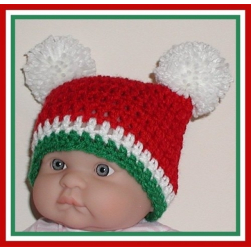 Newborn Christmas Hat, Unisex Christmas Beanie, Red Green White Hat