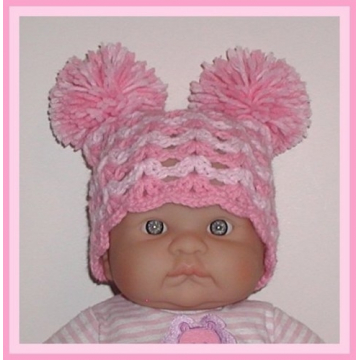 Jester Girls Hat Pinks Baby Pastel Pink Pompoms Newborn Pom Poms Bubble Gum