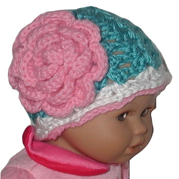 Turquoise Baby Hat Preemie Girls, Preemie Girls Hat Pink White Turquoise