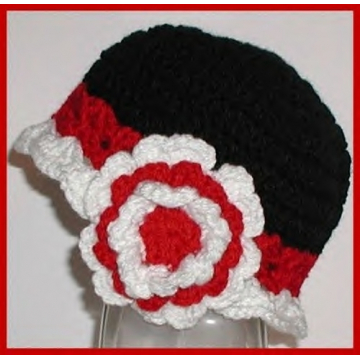 Black Red White Baby Hat Toddler Cloche Flower 6 Months 2T Babies Head Warmer