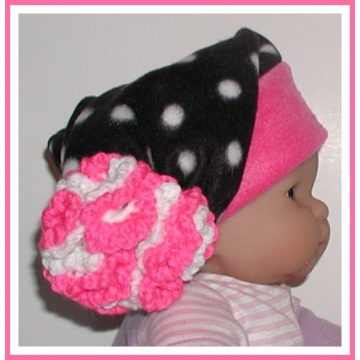 Black And White Polka Dot Baby Hat Hot Pink Ruffled Flower Slouchy Dots