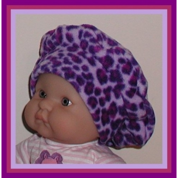 Newborn Beret Purple Leopard Baby Hat Violet Lavender Fleece Girls