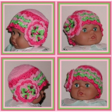 Pink Ladybug Hat Baby Lime Ladybugs Bow Ribbon Green Girls Cloche