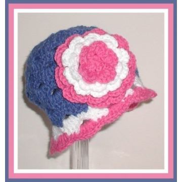 Blue Pink White Hat Girls Jeans Denim Look Cloche Baby Toddlers Girl Toddler