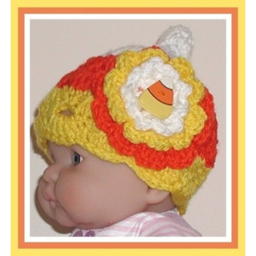 Newborn Girls Candy Corn Hat, Newborn Girl Halloween Hat, Halloween Baby Girls Hat
