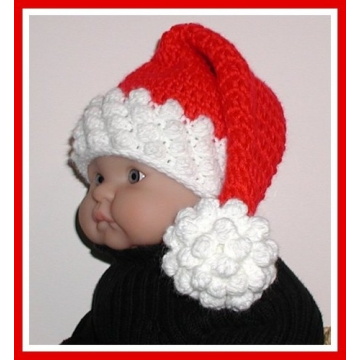 Red Elf Santa Stocking Hat Newborn Baby Christmas Babies 0-6 Months Unisex Tail