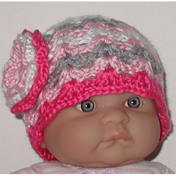 Gray White Pink Hat For Baby Girls Newborn Girl Multi Colored Flower Pastel Pink