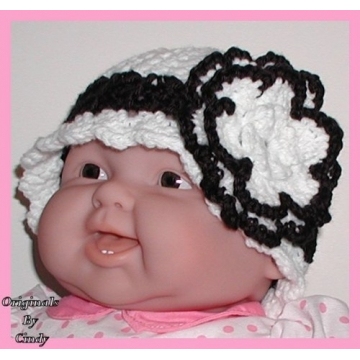 Black And White Toddler Hat Girls Babies Toddlers Flower 12-24 Months Girl