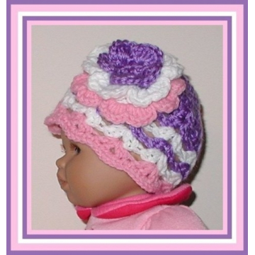 Preemie Girl Hats Light Purple White Pink Flower Baby Girls Premature