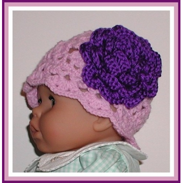 Lavender Lace Baby Hat Girls Lacy Purple Flower Babies Girls 6-12 Months