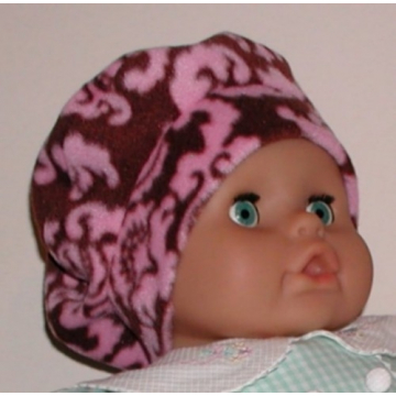Damask Beret Baby Girls Brown Pink Hat Girl Chocolate 5 mo One Year Old Babies