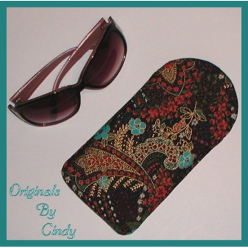 Paisley Sunglasses Case Turquoise Brown Flowers Coral Olive Gold Sunglass