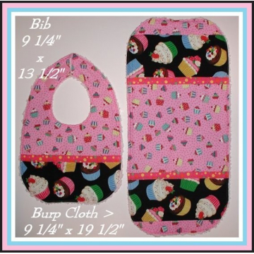 Cupcake Baby Bib Burp Cloth Cupcakes Shower Gift Set Polka Dot Dots