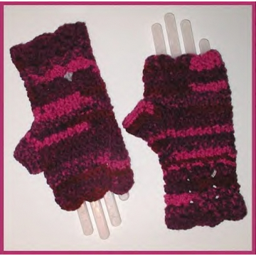 Purple Fingerless Gloves Dark Pink Mittens No Fingers Dark Hot Pink Cranberry