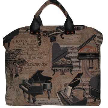 Grand Piano Carpet Bag, Music Bag, Tapestry Carpet Bag, Beethoven Musical Bag