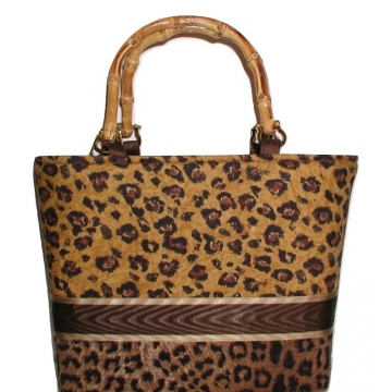 Leopard Handbag With Bamboo Handles, Small Gold Leopard Purse