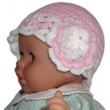Pink And White Baby Shower Gift, Pink Baby Hat, Pink And White Girls Hat Cloche