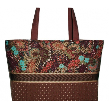 Turquoise And Brown Paisley Tote Bag, Turquoise Brown Handbag, Boho Tote Bag
