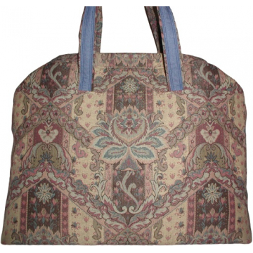 Mauve Carpet Bag, Country Blue Carpet Bag, Mauve Blue Tapestry Carpet Bag