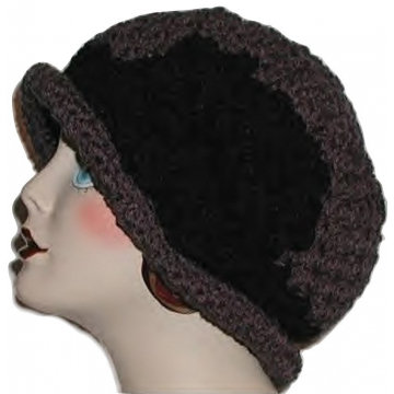 Charcoal Gray And Black Flapper Hat, Dark Gray And Black Women's Hat