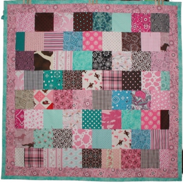 Girls Western Quilt, Baby Girl Western Quilt, Pink Turquoise Quilt