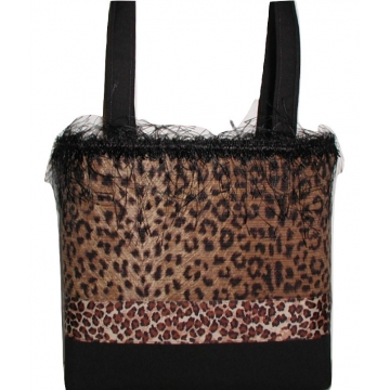 Leopard Purse Party Bag Tote Mini Wallet Tissue Case Brown Cream Black