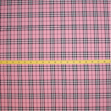 Pink And Black Plaid Fabric, Pink Black Woven Plaid Fabric, Black Pink Plaid Fabric