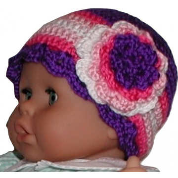 Purple Baby Hat, Pink And Purple Baby Girls Hat, Purple And Pink Baby Girl Hat