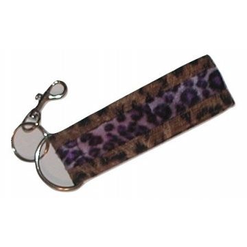 Purple Leopard Key Fob Ring Chain Keychain Brown Snap Lock For Keys