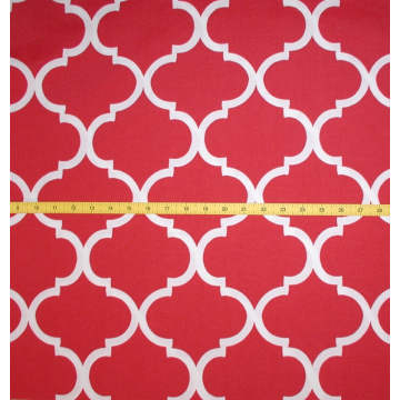 Red And White Trellis Quatrefoil Fabric, Red And White Decorator Fabric