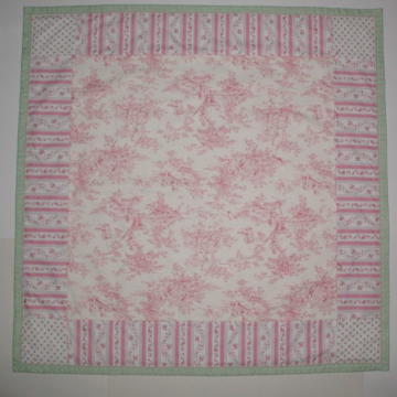 Pink Central Park Baby Quilt, Pink And Mint Green Baby Girls Quilt