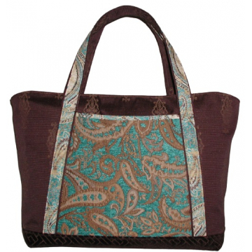 Turquoise And Brown Carpet Bag, Turquoise Carpet Bag, Huge Turquoise Travel Bag