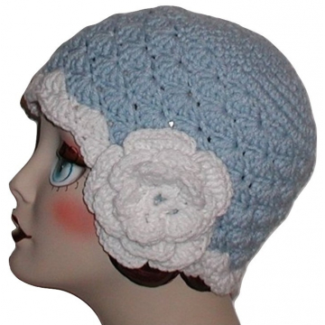 Sky Blue Chemo Hat, Sky Blue And White Women's Hat, Sky Blue White Chemo Cap